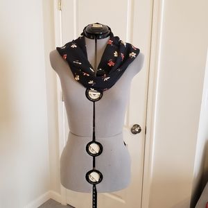 Handmade navy blue floral scarf or head wrap